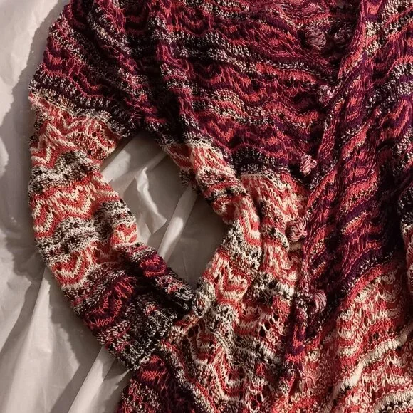 HOT STYLE! Long Bohemian CROCHET CARDIGAN, Medium, Cotton Blend. - Picture 2 of 5